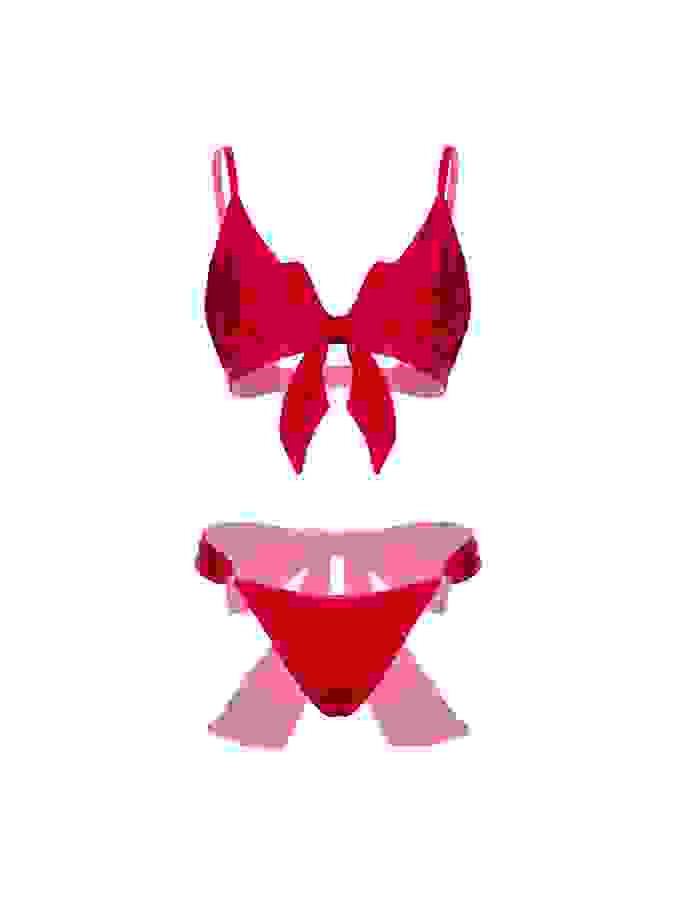 Lovehoney Plus Size Unwrap Me Red Satin Bra Gift Set, Red, hi-res